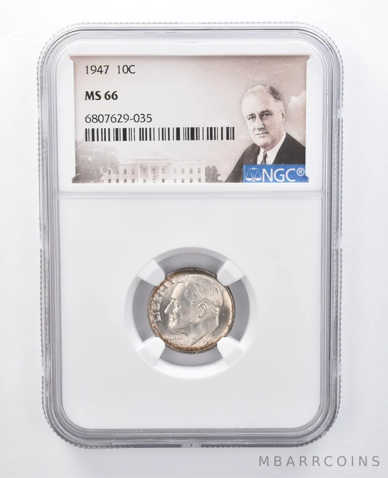 1947 Roosevelt Dime MS66 NGC Peripheral Tone *7942