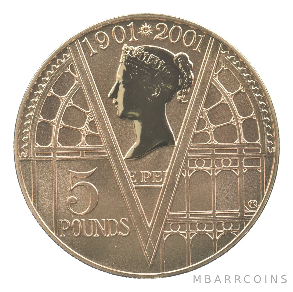 2001 Great Britain 5 Pound Gold Queen Victoria Death Centenary a9072