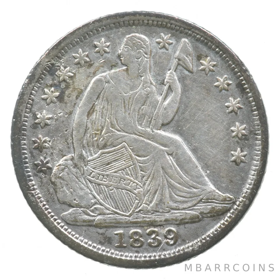 1839-O Seated Liberty Half Dime No Drapery a8328