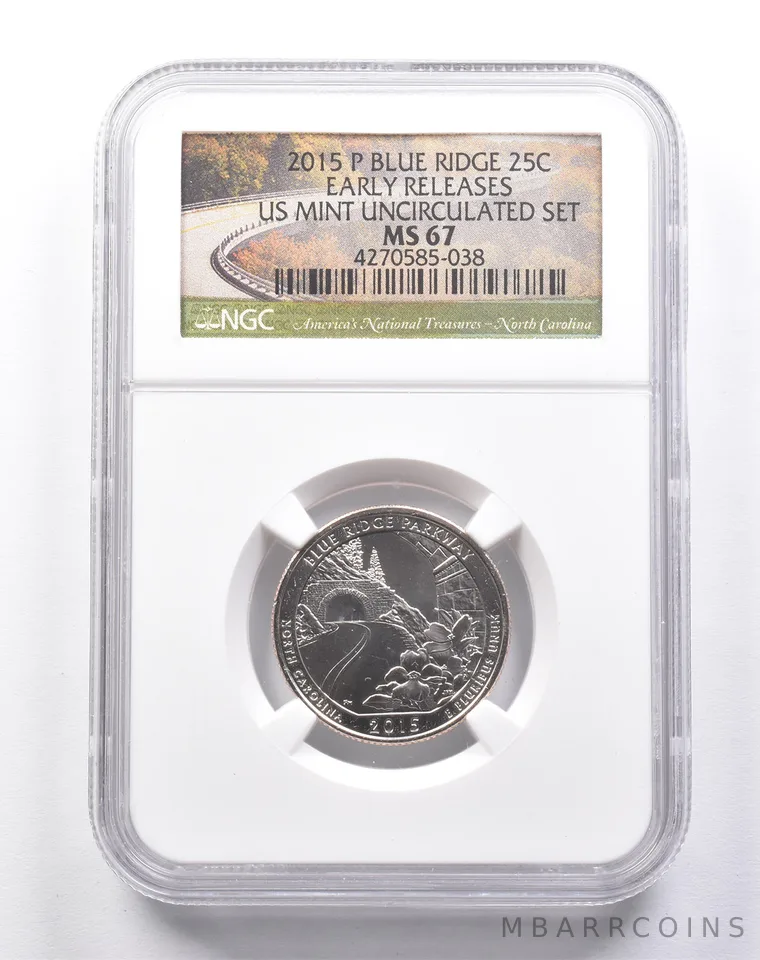 MS67 2015-P Washington Quarter Blue Ridge Unc Set Early Releases NGC *6131