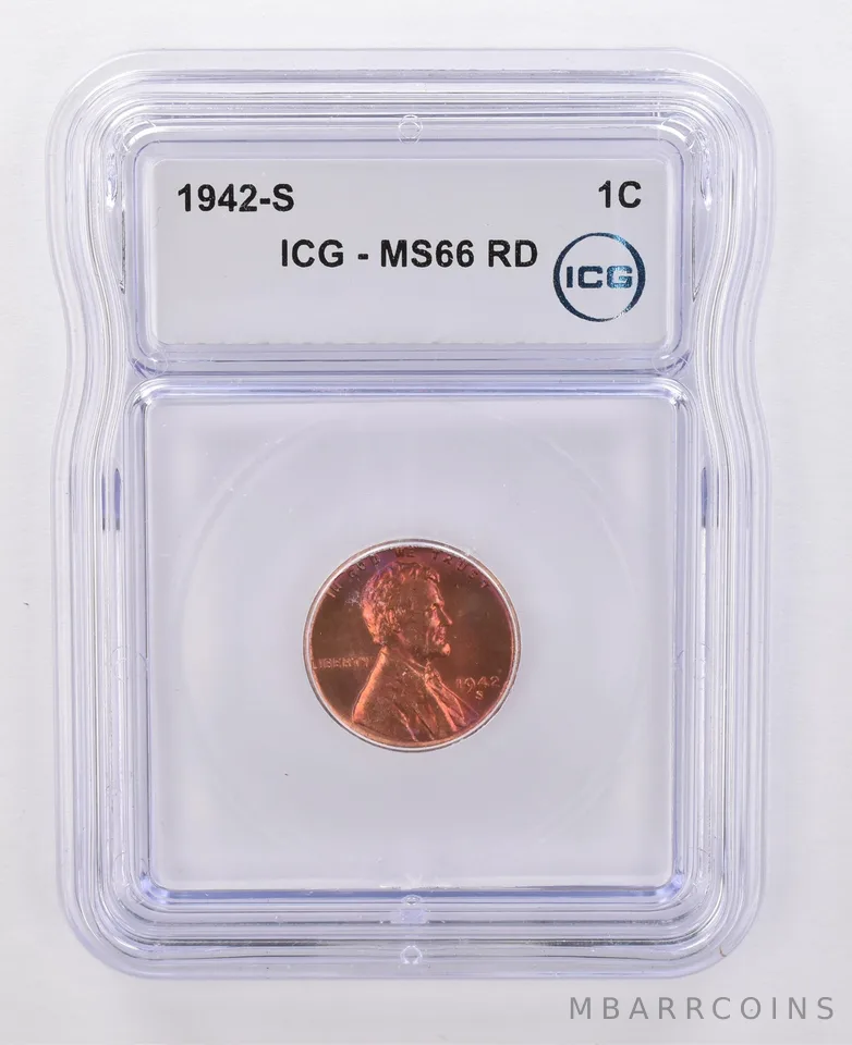 1942-S Lincoln Wheat Cent MS66 RD ICG Beautiful Tone *0093