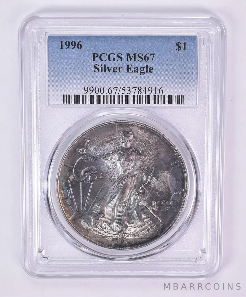 1996 American Silver Eagle MS67 PCGS Beautiful Tone *1090