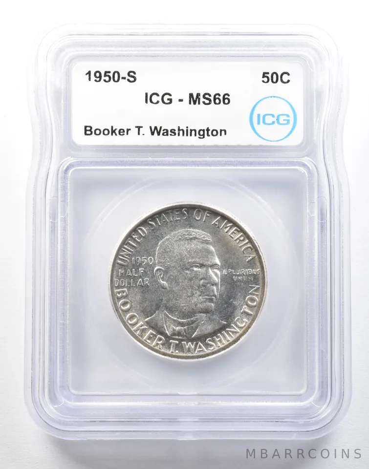 1950-S Booker T Washington Commemorative Half Dollar MS66 ICG *0164