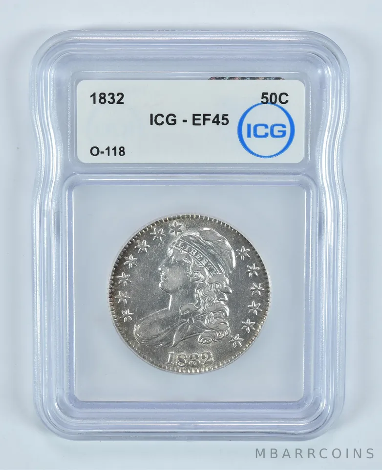 1832 Capped Bust Half Dollar O-118 EF45 ICG a9045