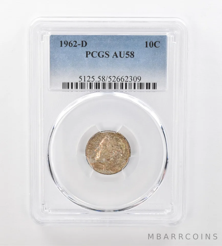 1962-D Roosevelt Dime AU58 PCGS Beautiful Tone *1013