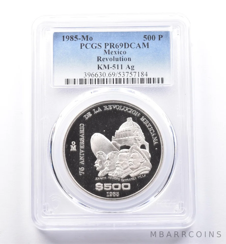 1985 Mo Mexico 500 Pesos Silver Revolution PR69 DCAM PCGS a8642