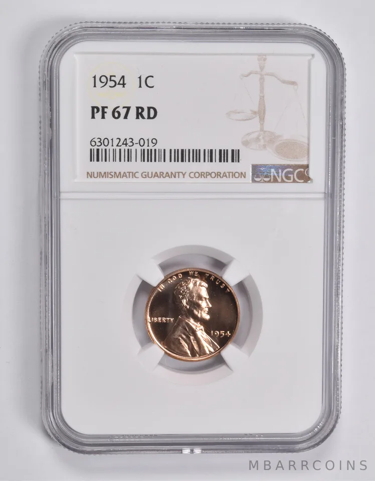 PF67 RD 1954 Lincoln Wheat Cent NGC a3628
