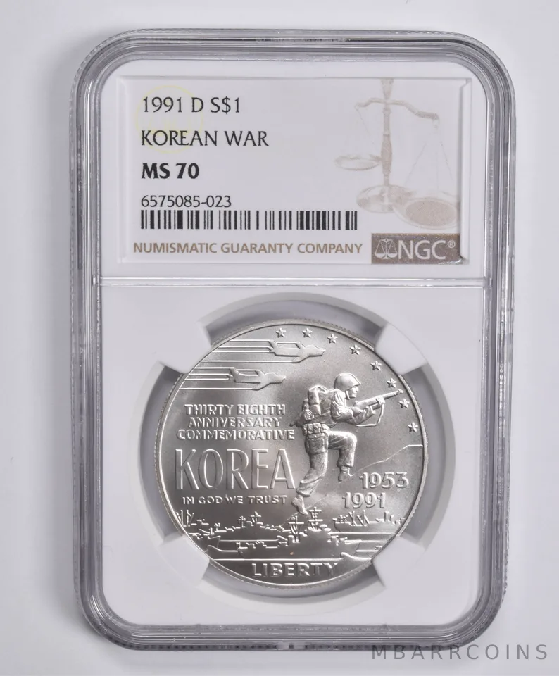1991-D Korean War Memorial Commemorative Dollar MS70 NGC
