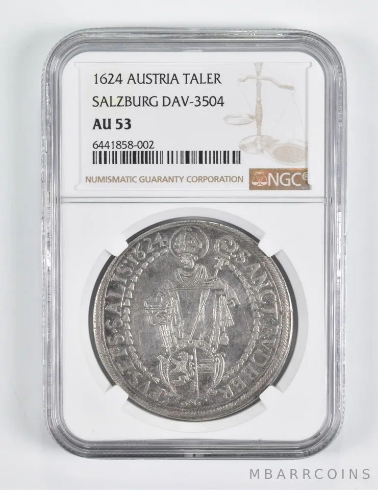 AU53 1624 Austria 1 Thaler Salzburg Dav-3504 NGC *1663