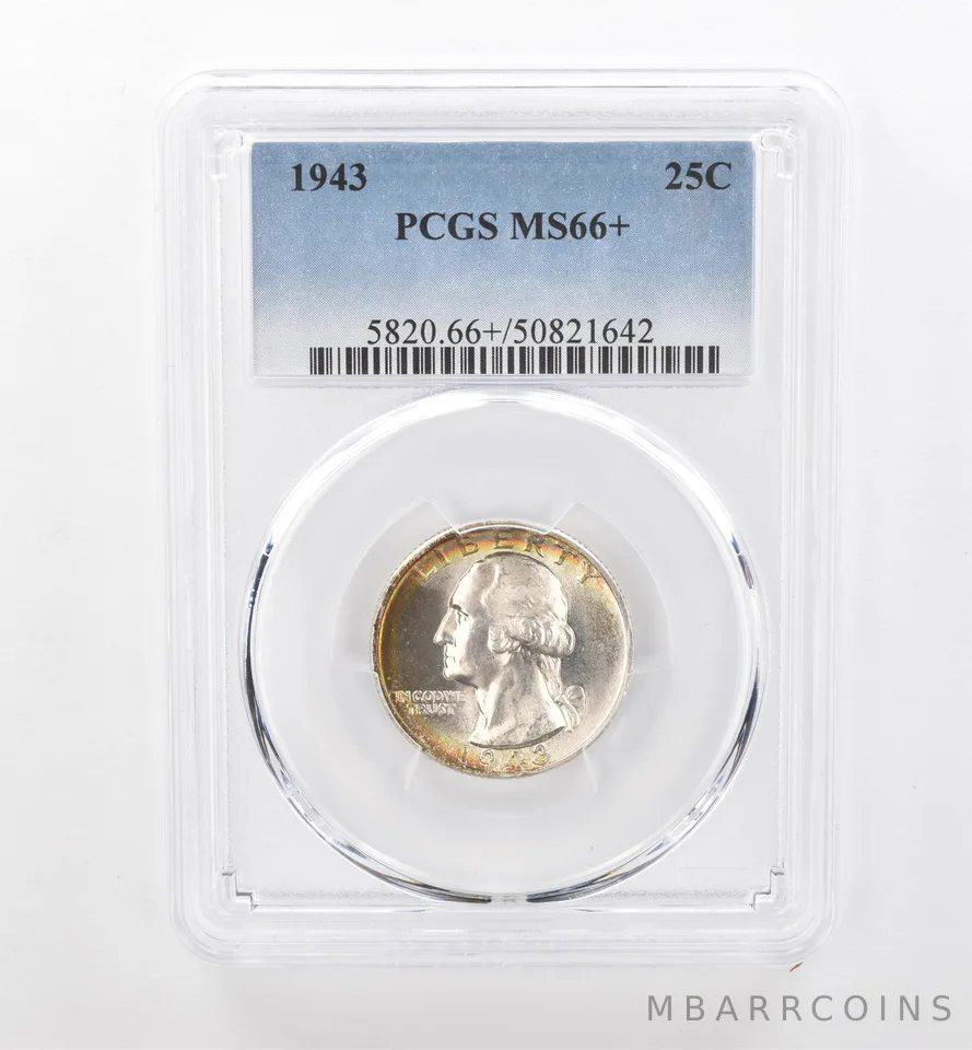 1943 Washington Quarter MS66+ PCGS Beautiful Tone *1831