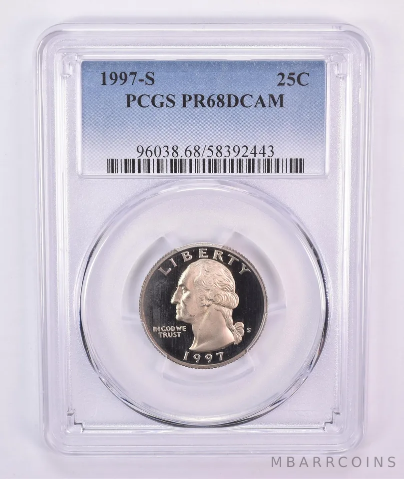 1997-S Washington Quarter PR68 DCAM PCGS Blue Label