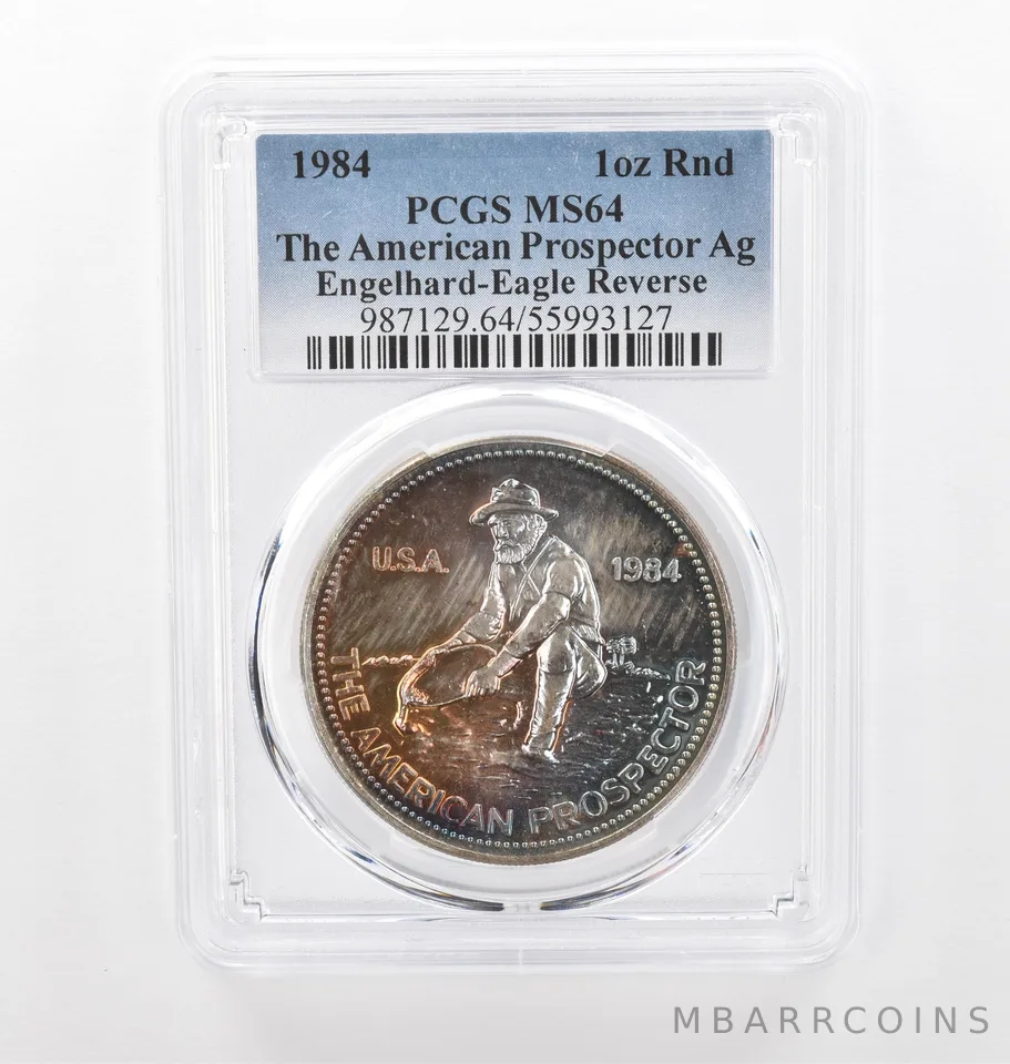 1984 Engelhard Prospector 1 Oz Silver Eagle Reverse MS64 PCGS Nice Tone *2184