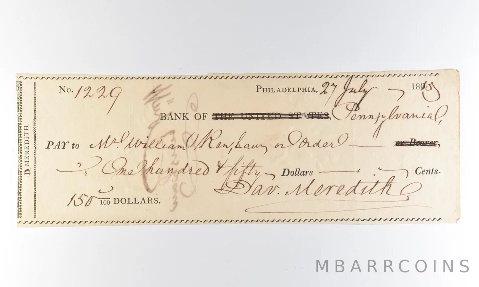 1815 Bank Of Pennsylvania Check $150 *8303