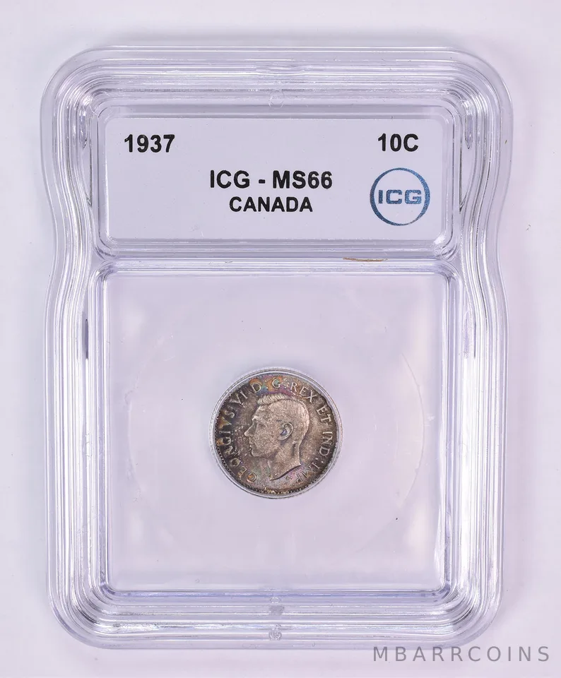 1937 Canada 10 Cents MS66 ICG Beautiful Tone *1189