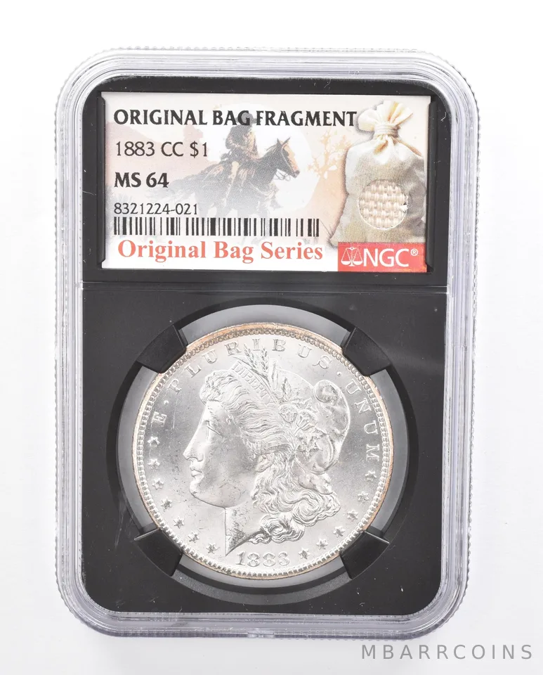 1883-CC Morgan Silver Dollar Original Bag Fragment MS64 NGC Reverse *5661