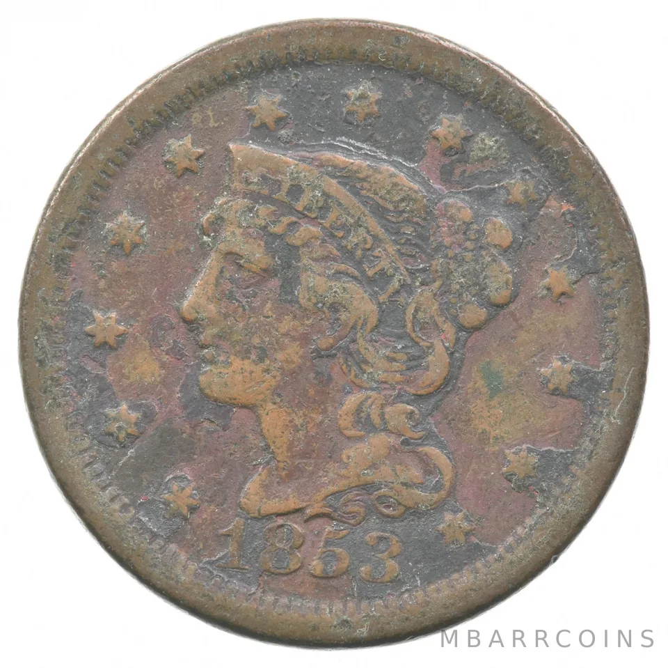1853 Braided Hair Large Cent *6736