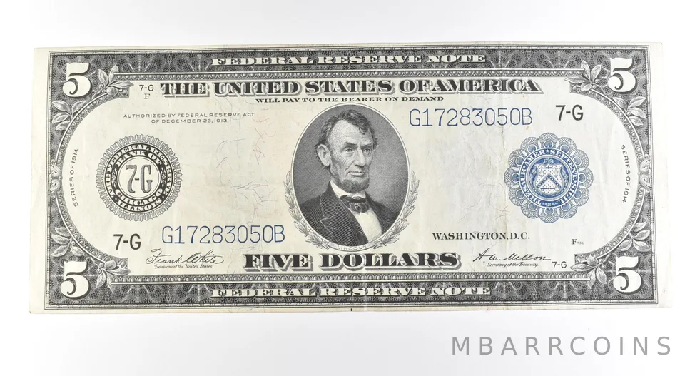1914 $5 Chicago IL FRN Large Note Blue Seal *2714