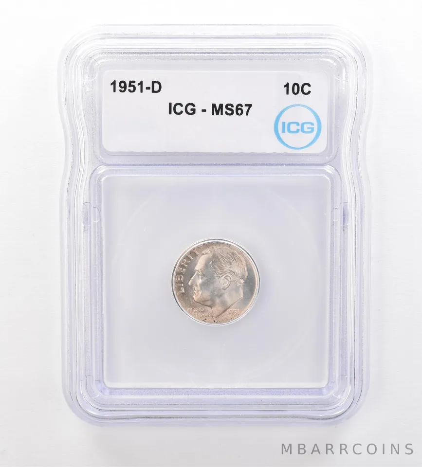 1951-D Roosevelt Dime MS67 ICG Nice Tone *7526