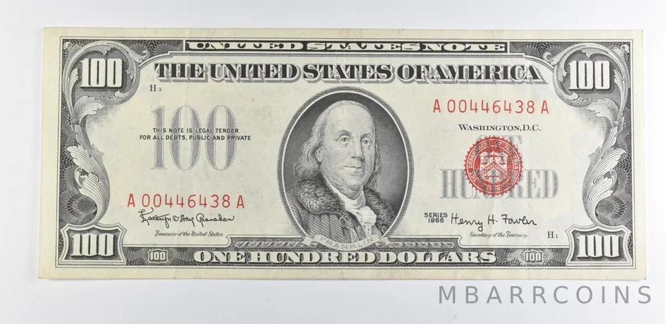 1966 $100 US Legal Tender Note Red Seal *9879