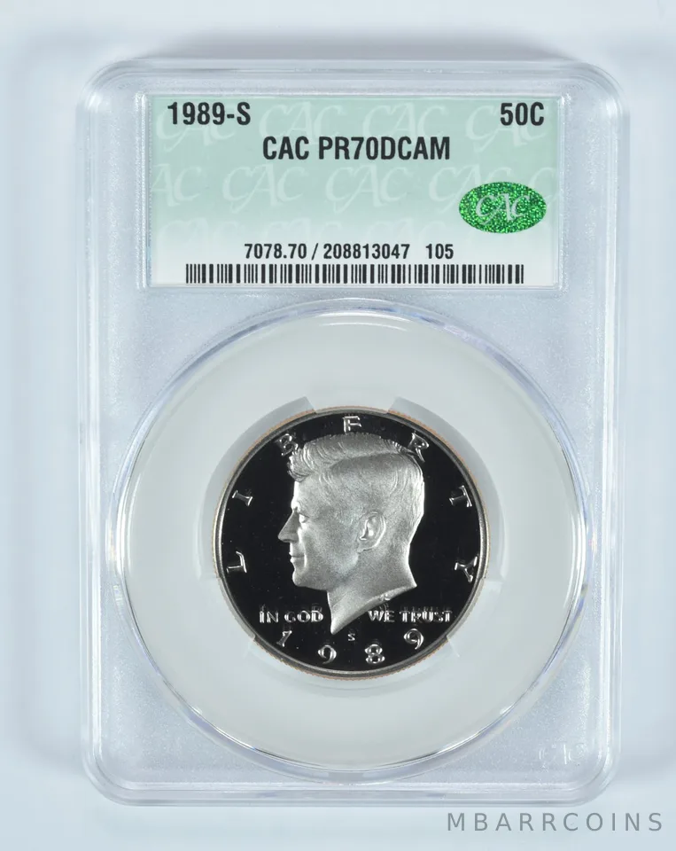 1989-S Kennedy Half Dollar PR70 DCAM CAC CACg