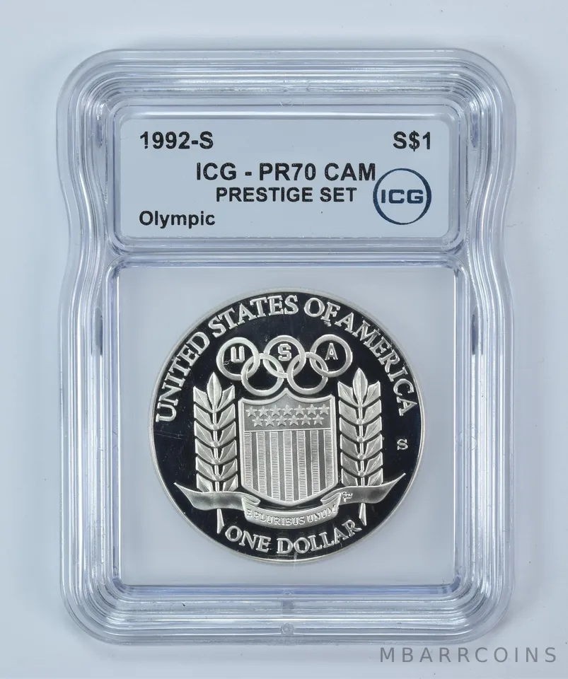 1992-S Olympic Baseball Commemorative Silver Dollar Prestige Set PR70 CAM ICG