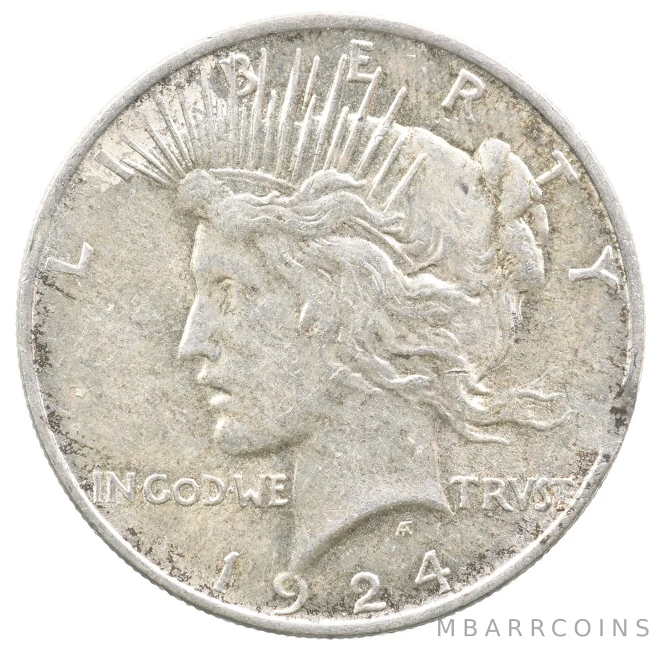 1924 Peace Silver Dollar Clipped Planchet ERROR *6701