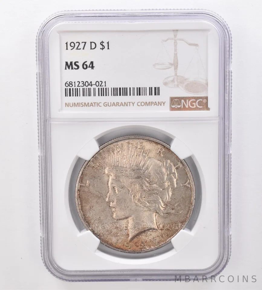 1927-D Peace Silver Dollar MS64 NGC Beautiful Tone a8569