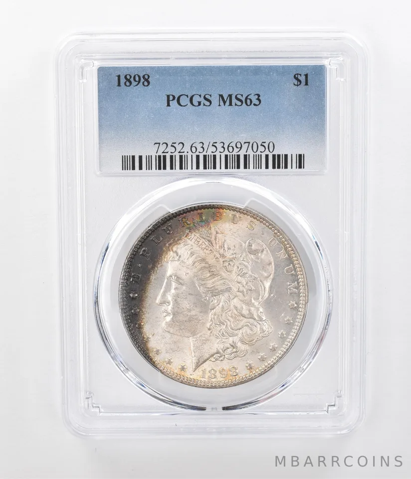 1898 Morgan Silver Dollar MS63 PCGS Beautiful Tone *1179