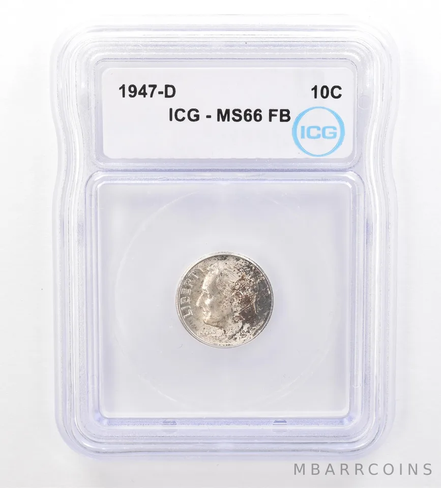 1947-D Roosevelt Dime MS66 FB ICG Beautiful Tone *7314