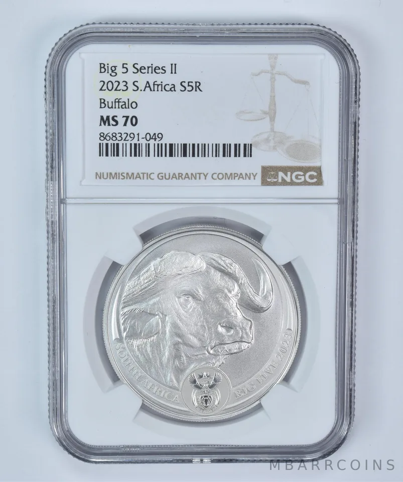 2023 South Africa 5 Rand Silver Big 5 Series II Buffalo 1 Oz MS70 NGC