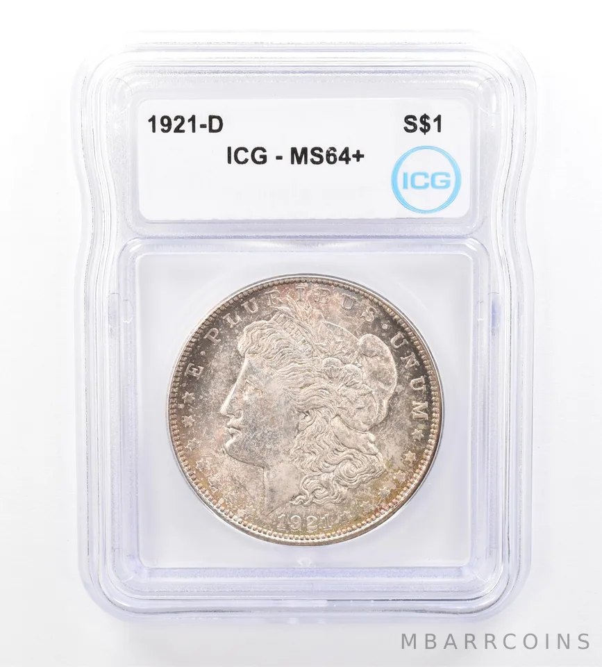 1921-D Morgan Silver Dollar MS64+ ICG Beautiful Tone *1620