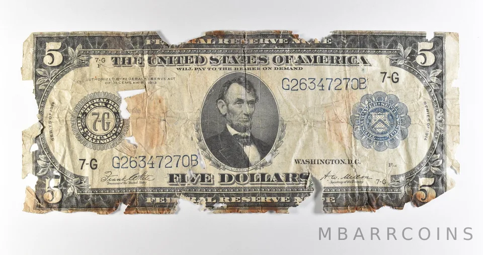 1914 $5 Chicago IL FRN Blue Seal Large Note Fr#871a *4698