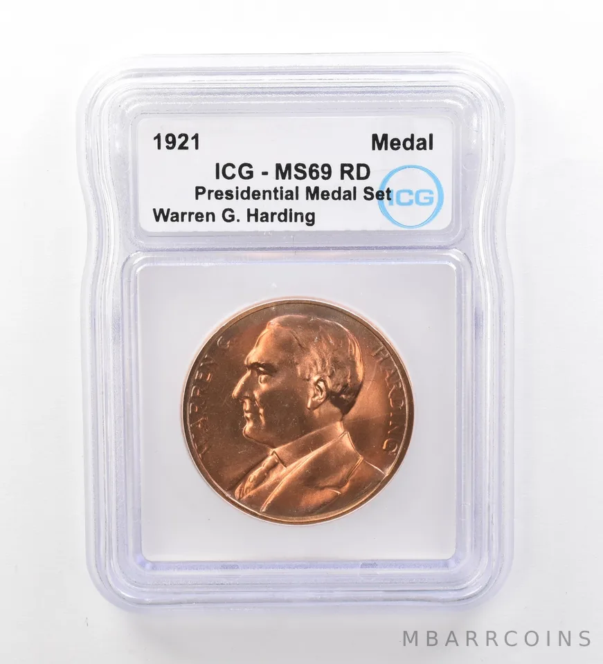 (1921) Presidential Medal Set Warren G Harding MS69 RD ICG Peripheral Tone a1988
