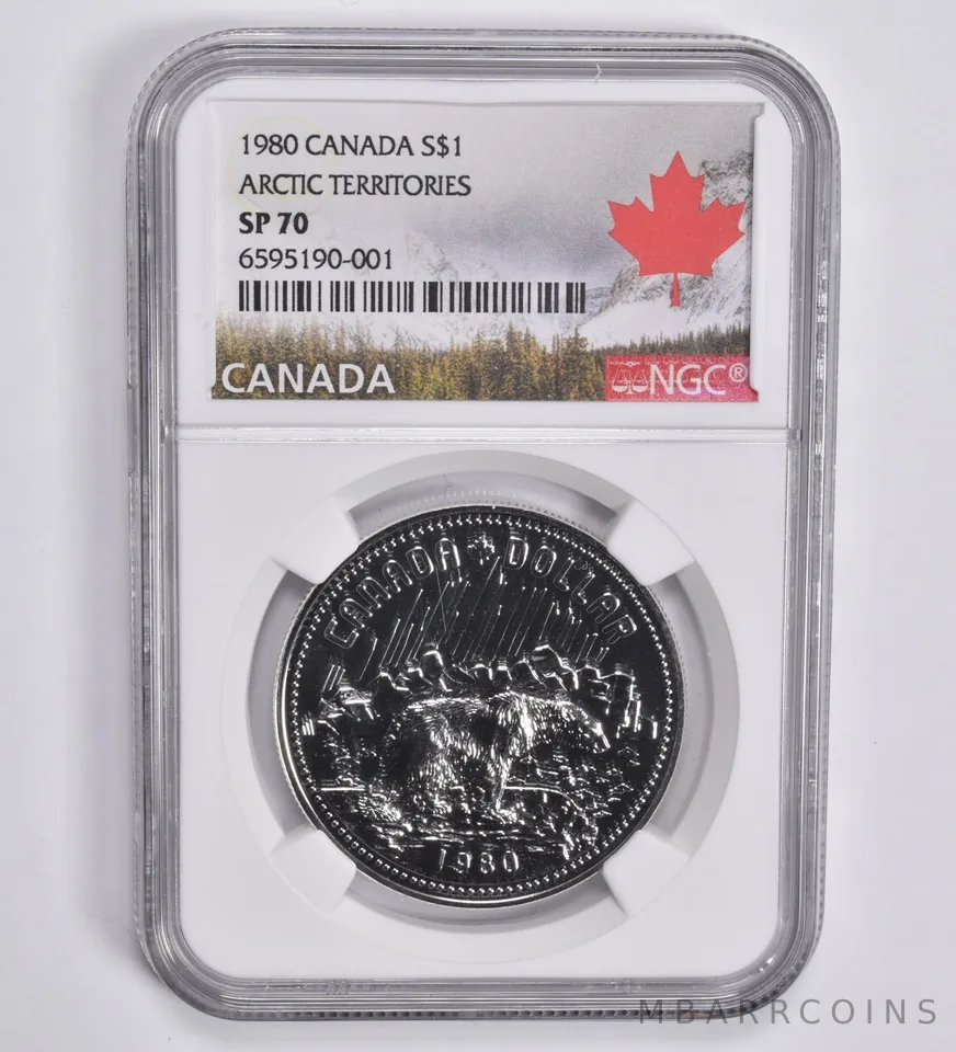 1980 Canadian $1 Silver Dollar Arctic Territories SP70 NGC Canada