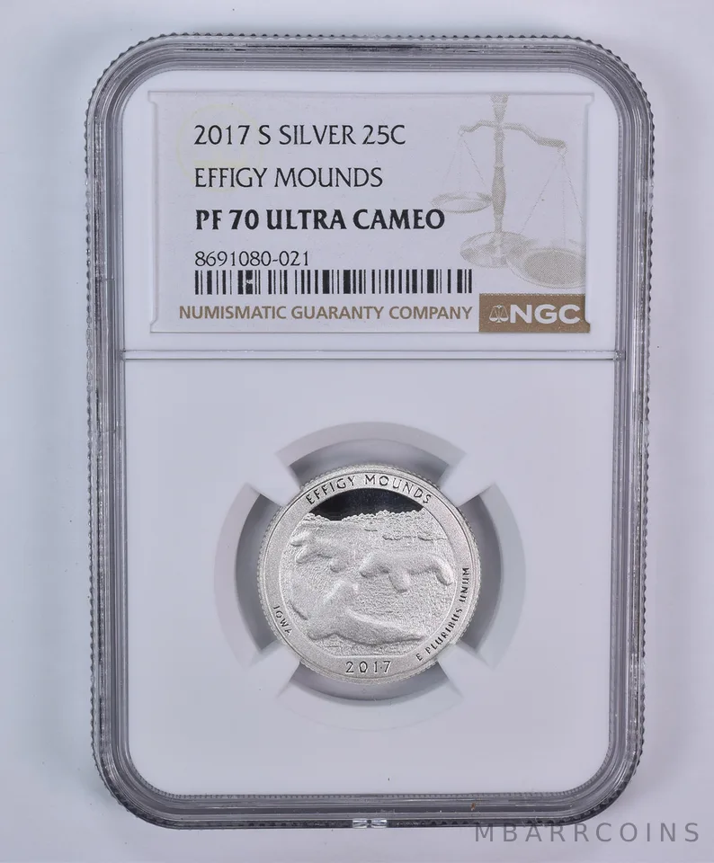 2017-S Washington Quarter ATB Silver Effigy Mounds PF70 UCAM NGC