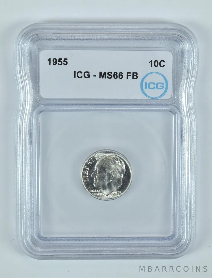 1955 Roosevelt Dime MS66 FB ICG