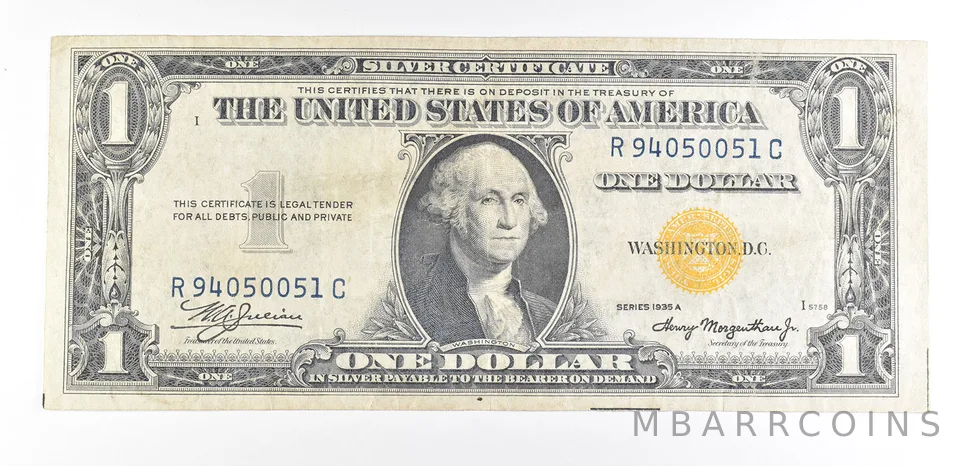 1935 A $1 Silver Certificate North Africa Yellow Seal Fr#2309 WWII *9374