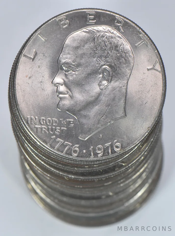 (20) 1776-1976-D AU/BU T2 Bicentennial Eisenhower Ike Dollar Roll Lot