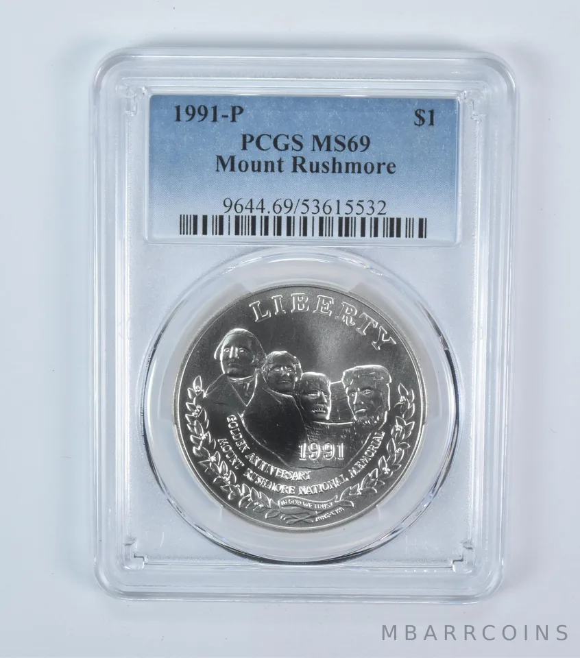 1991-P Mount Rushmore Commemorative Silver Dollar MS69 PCGS