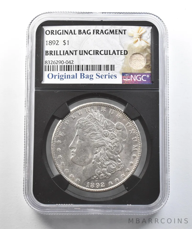 1892 Morgan Silver Dollar Original Bag Fragment BU NGC *2024