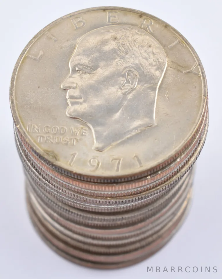 (20) 1971-P AU/BU/Unc Eisenhower Ike Dollar Clad Roll Lot