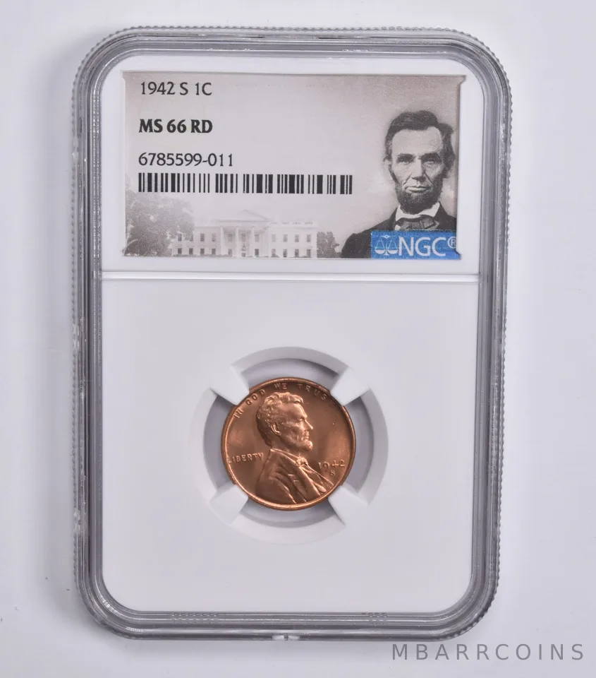 1942-S Lincoln Wheat Cent MS66 RD NGC Special Lbl