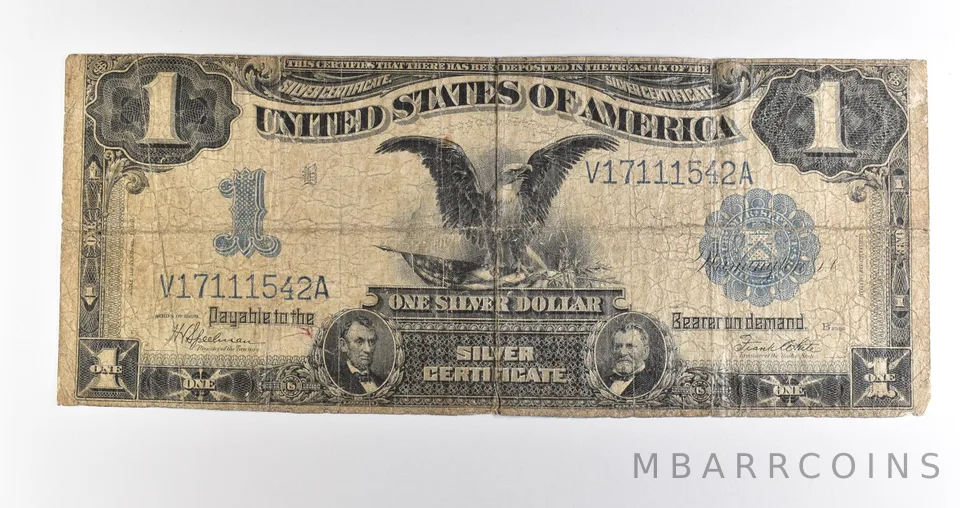 1899 $1 Silver Certificate Black Eagle Blue Seal Large Note *4498