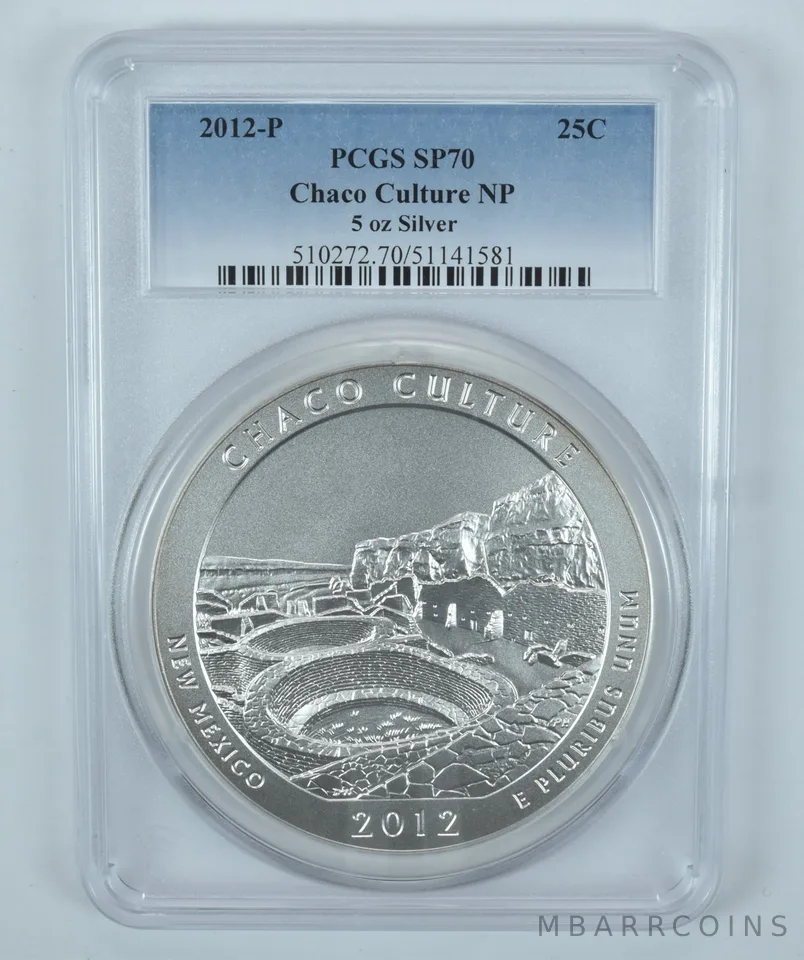 2012-P 5 Oz Silver Quarter ATB Chaco Culture SP70 PCGS Blue Label