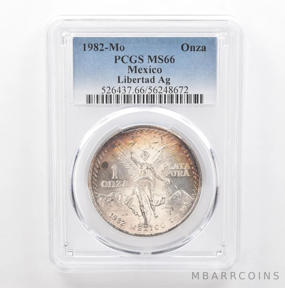 1982 Mo Mexico 1 Onza Silver Libertad MS66 PCGS Peripheral Tone *5398