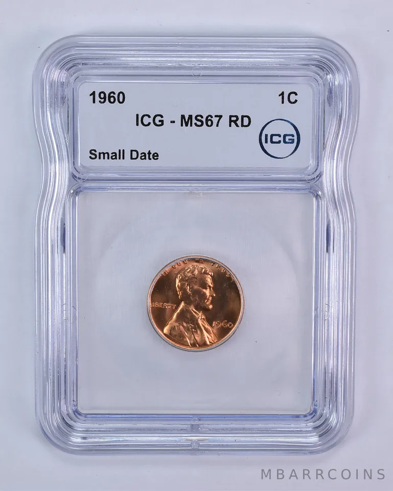1960 Lincoln Memorial Cent Small Date MS67 RD ICG