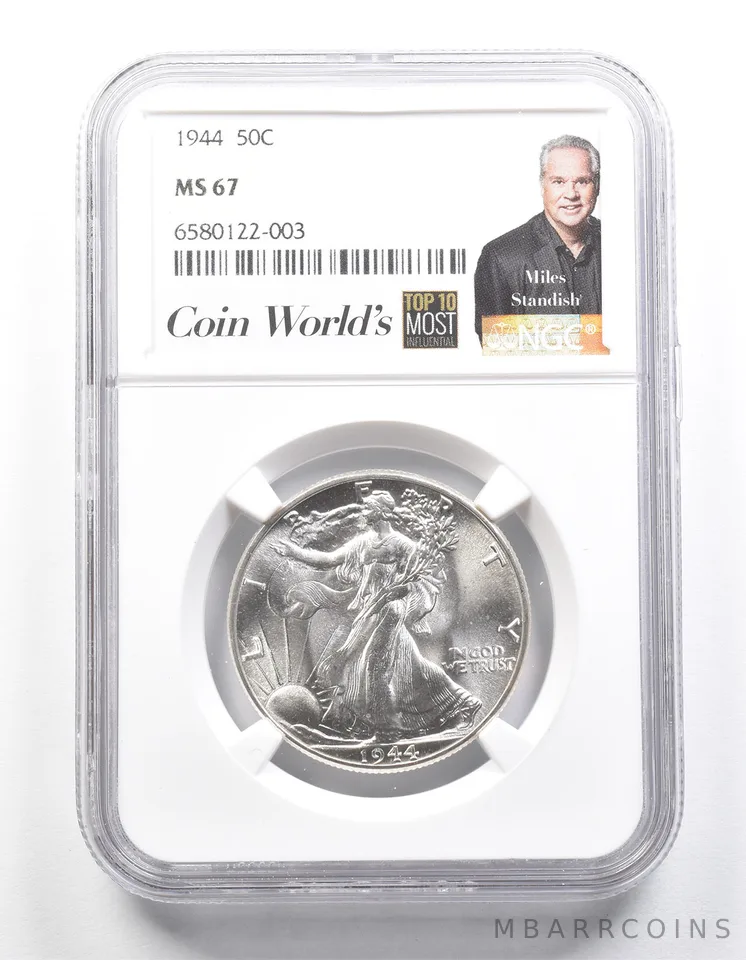 1944 Walking Liberty Half Dollar Miles Standish MS67 NGC *1360