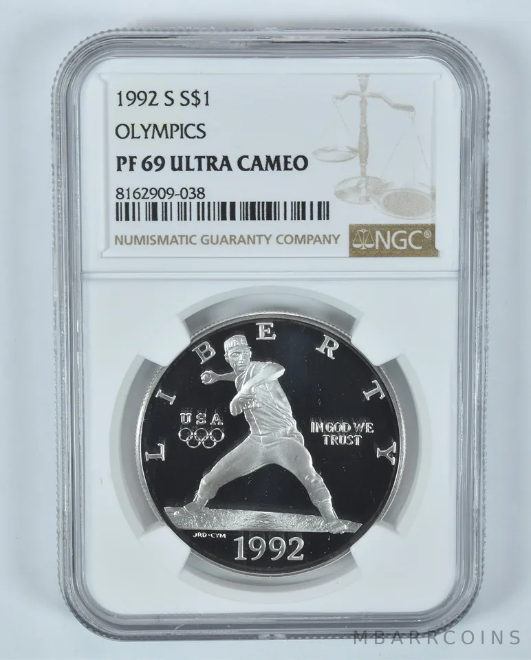 1992-S Olympic Baseball Commemorative Silver Dollar PF69 UCAM NGC