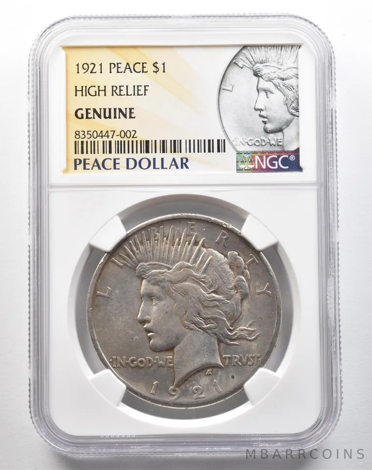 1921 Peace Silver Dollar High Relief Genuine NGC a3843