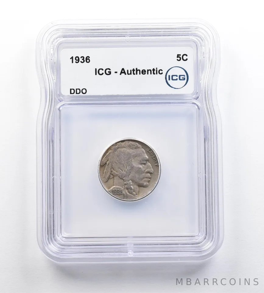1936 Indian Head Buffalo Nickel DDO Authentic ICG *9194